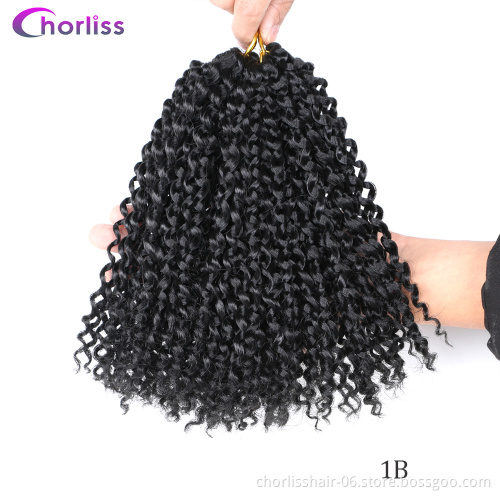 Wholesale New Water Wave Curly Hair Bob Kinky Curly Synthetic Braid 8" Ombre Marley Crochet Braids Synthetic Hair Extension